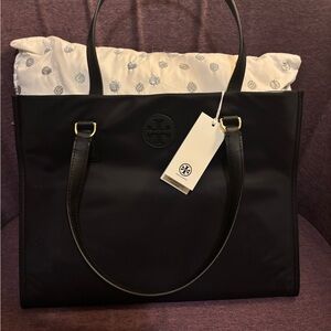 Tory Burch Ella Small Nylon  Black Tote Bag